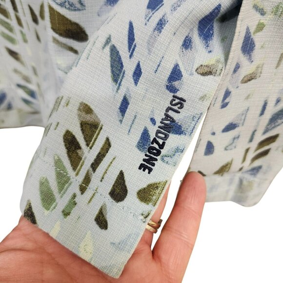 Tommy Bahama Mens XL IslandZone Button Up Shirt Blue Geometric Print Collared - Picture 9 of 16